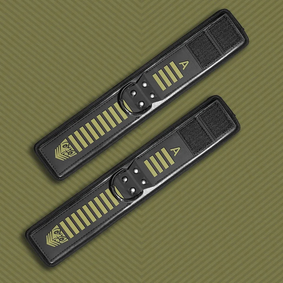 Tactical Velcro Ankle Cuffs laid flat showing full strap length and velcro closure, Fort Troff