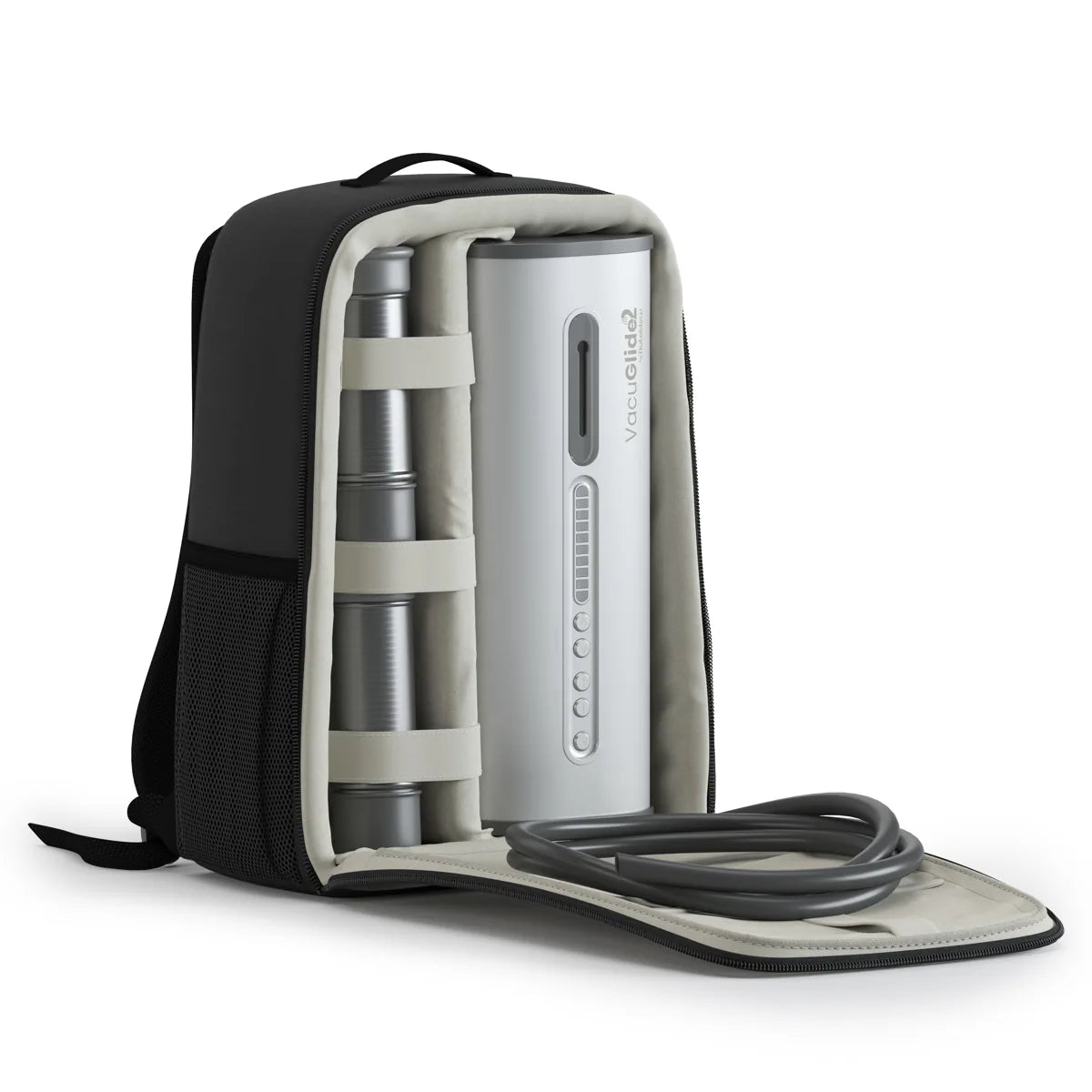 VacuGlide 2 milking machine packed into its discreet storage backpack, Fort Troff