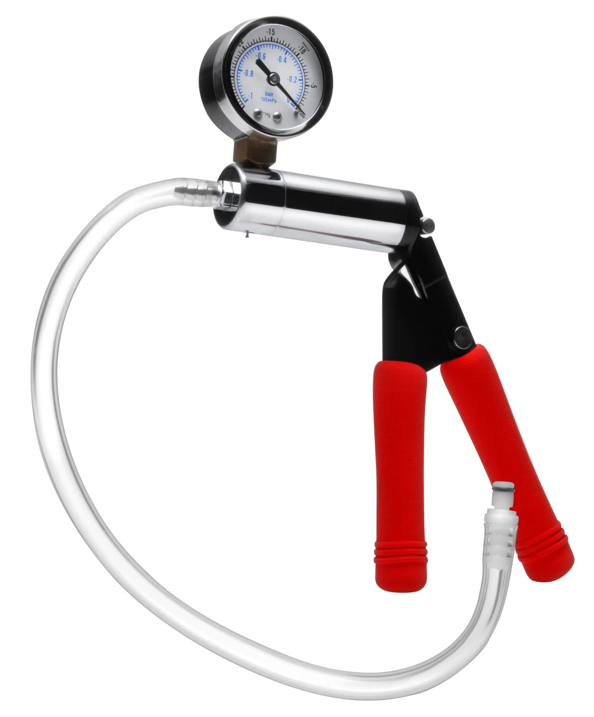 Deluxe Steel Hand Pump with pressure gauge, tubing and vacuum-lock connector, Fort Troff