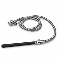 Apex Shower Set product shot, black silicone nozzle, toggle valve, coiled stainless steel hose and diverter on white, Fort Troff