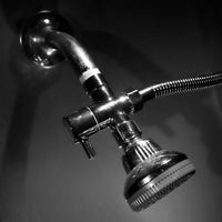 Apex Shower Enema Kit diverter valve installed on a shower arm, Fort Troff