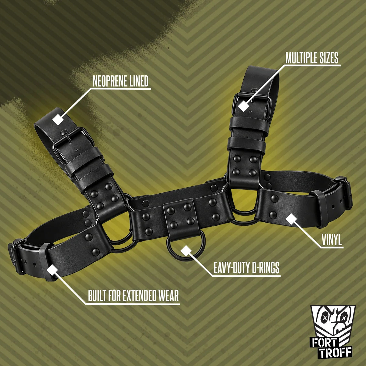 Neoprene Lined: Blackout Bulldog Chest Harness, Fort Troff