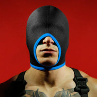 Open-mouth blindfold hood in blue, size large. Fort Troff.