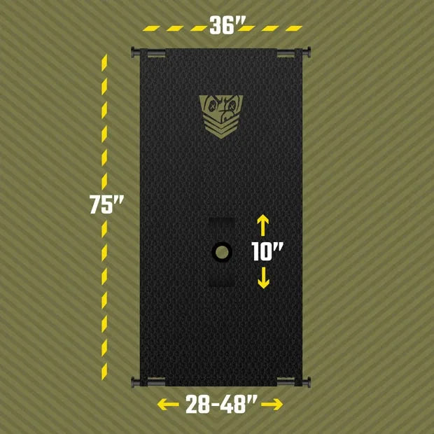 Doorway Glory Hole Kit dimensions: 36 x 75 in curtain, 10 in hole, fits 28 to 48 in doorways, Fort Troff