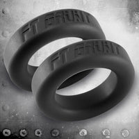 Grunt Ring silicone cock ring 2 pack, two matte black rings stacked, Fort Troff