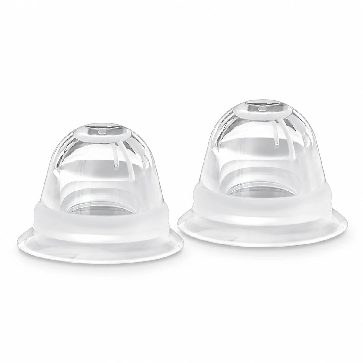 Silicone Nip Sucker Large pair of clear silicone cups on white, product shot, Fort Troff