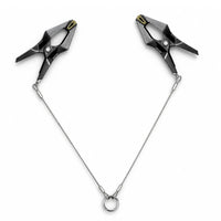 Hardwire Hangers XL nipple clamps pair with steel cord and center O-ring on a white background, Fort Troff