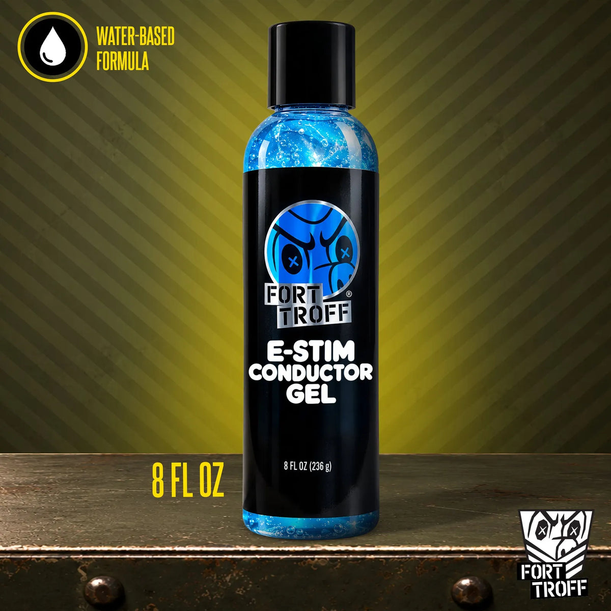 E-Stim Conductor Gel 8 fl oz bottle with a water-based formula badge, Fort Troff
