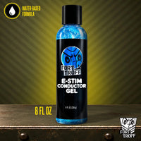 E-Stim Conductor Gel 8 fl oz bottle with a water-based formula badge, Fort Troff