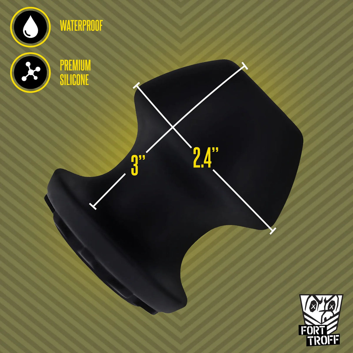 Kum Keeper Medium dimensions, 3 inches long and 2.4 inches wide, waterproof premium silicone, Fort Troff