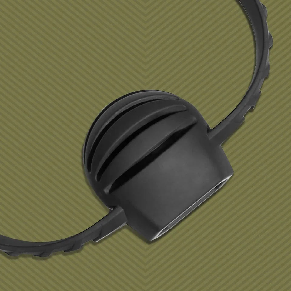 Max Comfort ball gag close-up of the ribbed silicone bite ball and strap, Fort Troff