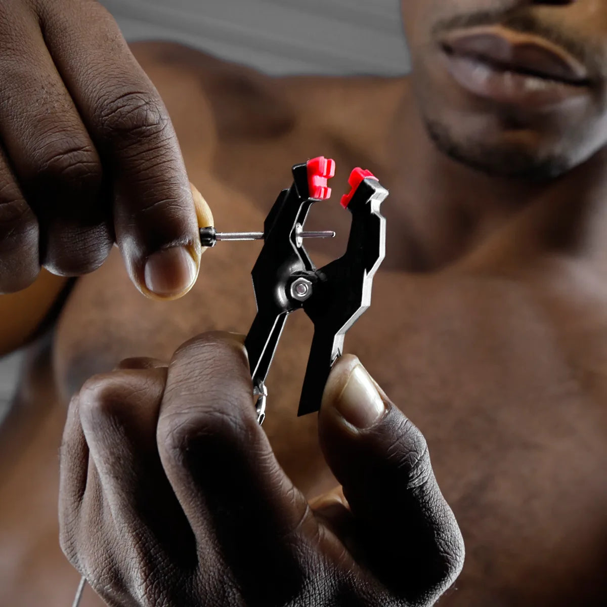 MegaGrip Jumper Clamps close up on model