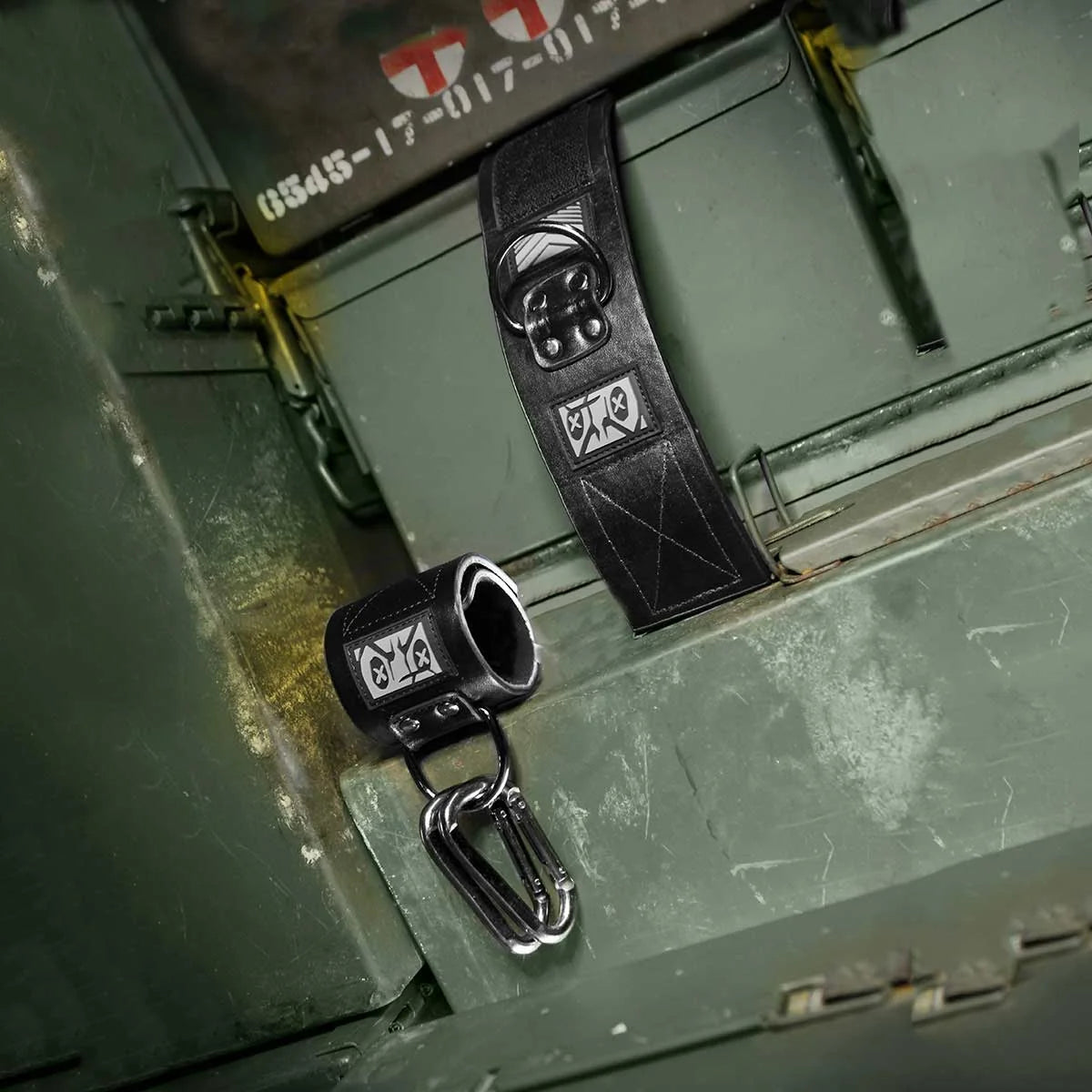 Neo Wrist Restraints pair with carabiner on an ammo can, Fort Troff