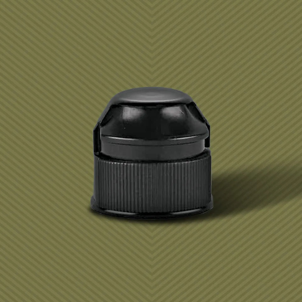 Pig Snout Flip snap lock bottle cap, closed. Fort Troff.
