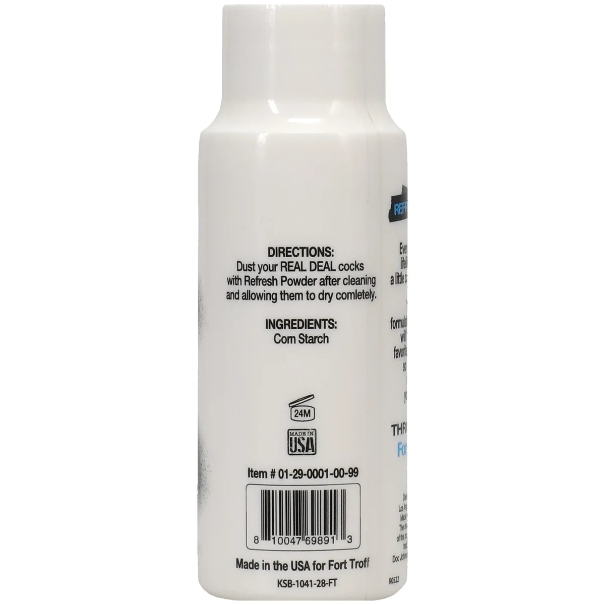 Real Deal Refresh powder back label with directions and ingredients