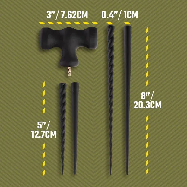 Sounding Hammer kit dimensions: 3 in T-handle, 5 in and 8 in sounds, 0.4 in width, Fort Troff