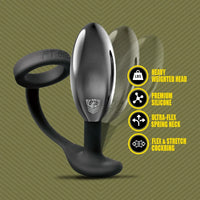 Spring Loaded Lock'D features: heavy weighted head, premium silicone, ultra-flex spring neck, flex cock ring, Fort Troff