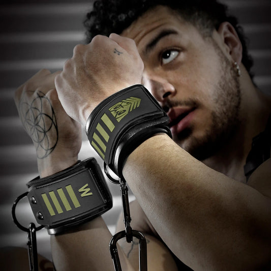 Model with his wrists bound in the Tactical Velcro wrist restraints, Fort Troff