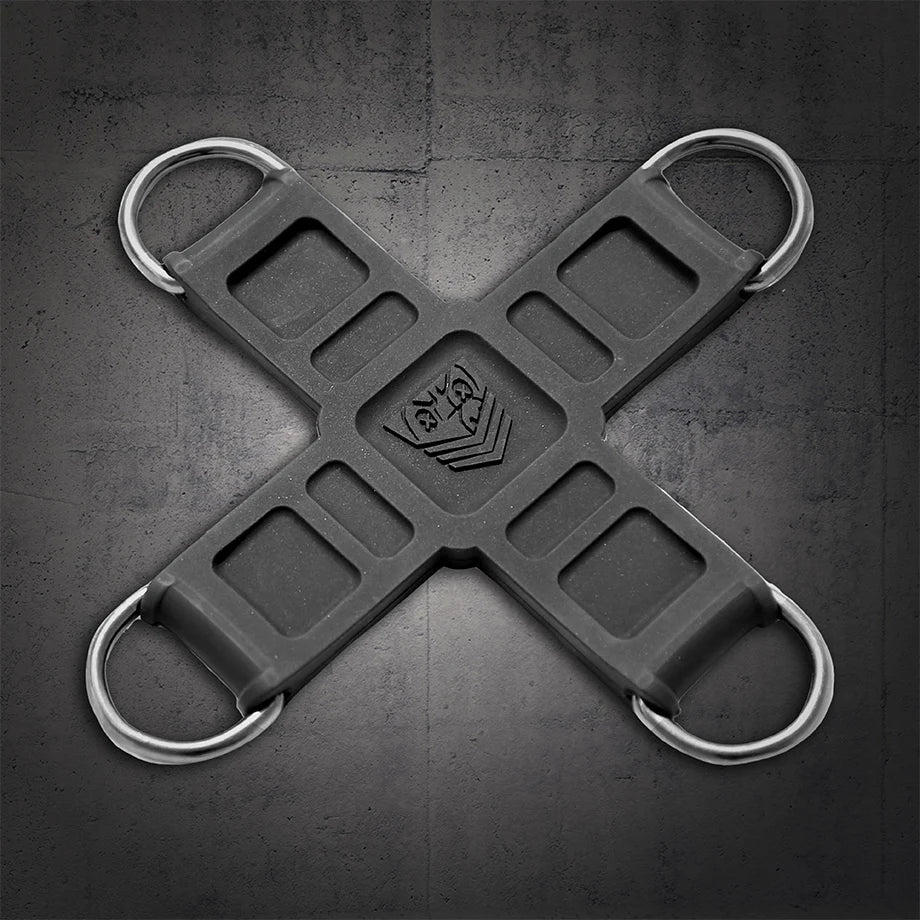 Tactical Hogtie Restraint Hub silicone X with 4 steel D-rings, carabiners not included, Fort Troff