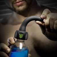 WTR-works flexible silicone nozzle bending on a water bottle in hand, Fort Troff