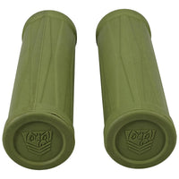 Tactical Cross olive silicone handle grips close-up with embossed Fort Troff shield