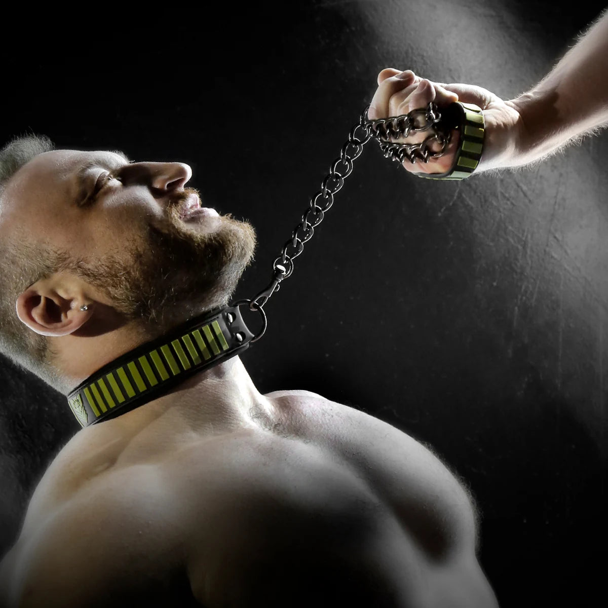 Model led by the Fort Troff Tactical Leash clipped to the collar
