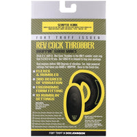Rev Cock Throbber Regular retail box back with flexes and rumbles, 360 degree vibration, 10 settings, Fort Troff x Doc Johnson