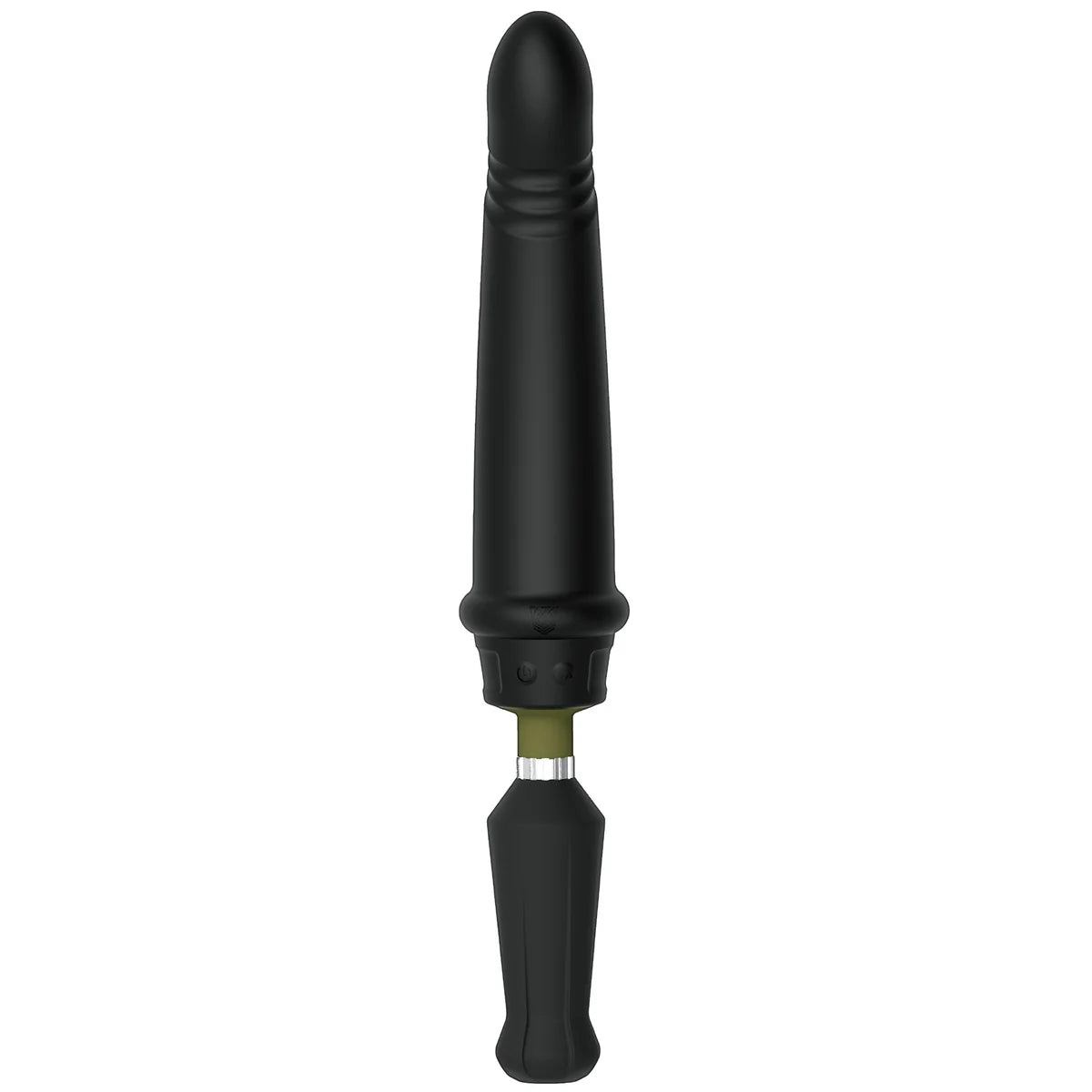 Gunner System thrusting dildo attachment with olive collar and grip handle, Fort Troff