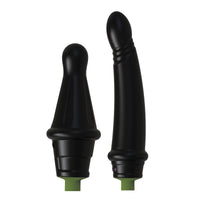 Gunner System two dildo attachments, wide plug and slim dong, on olive collars, Fort Troff