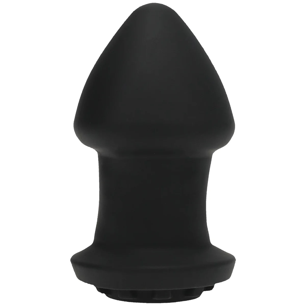 Robo Rimmer rimming plug upright, black silicone with tapered tip and flared base, Fort Troff