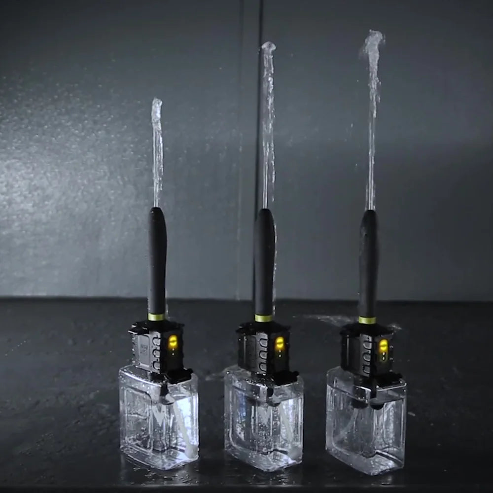 3 Hydro-Pro units spraying at low, medium and high flow levels, Fort Troff