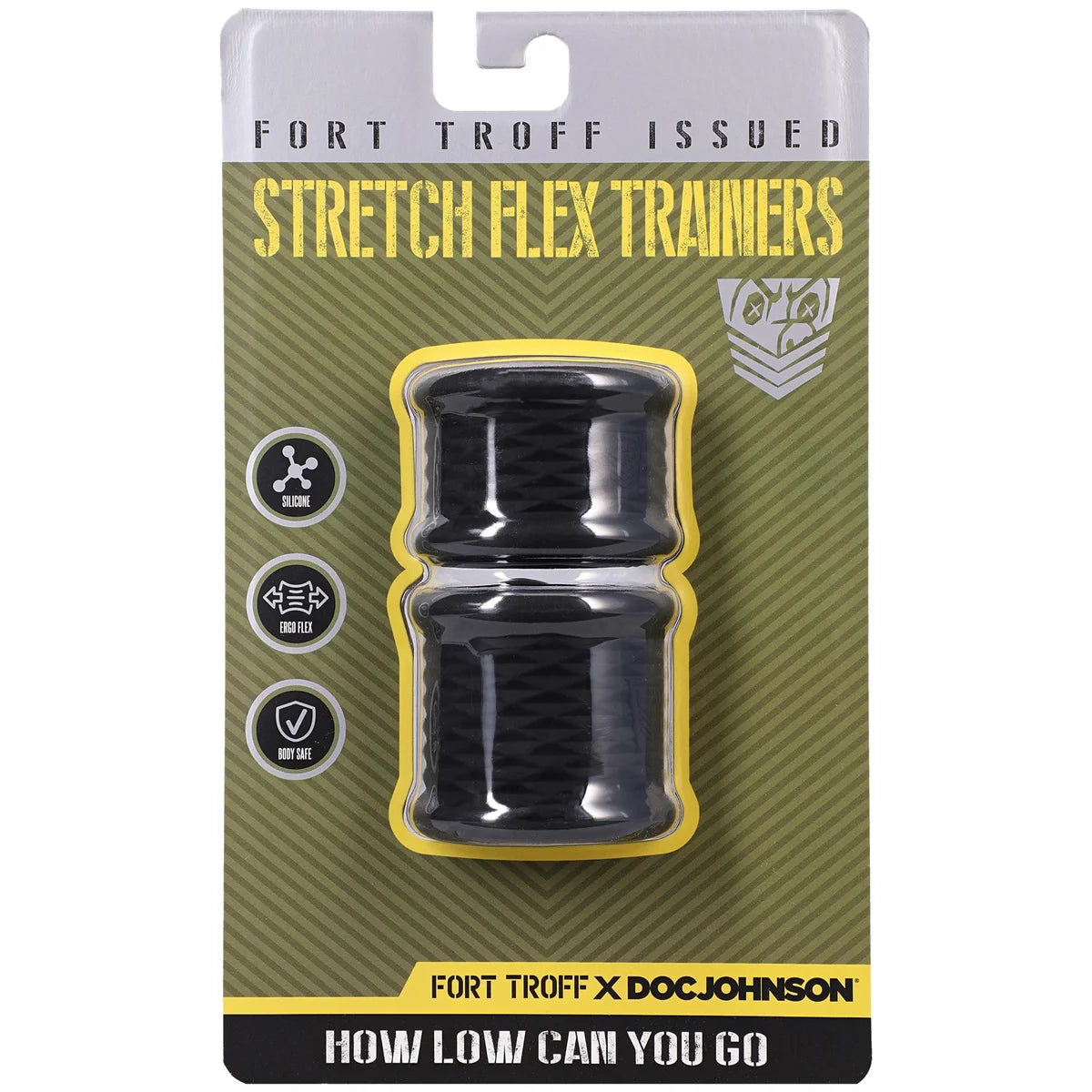 Stretch Flex Trainers 2-pack in Fort Troff x Doc Johnson retail packaging, front of blister pack