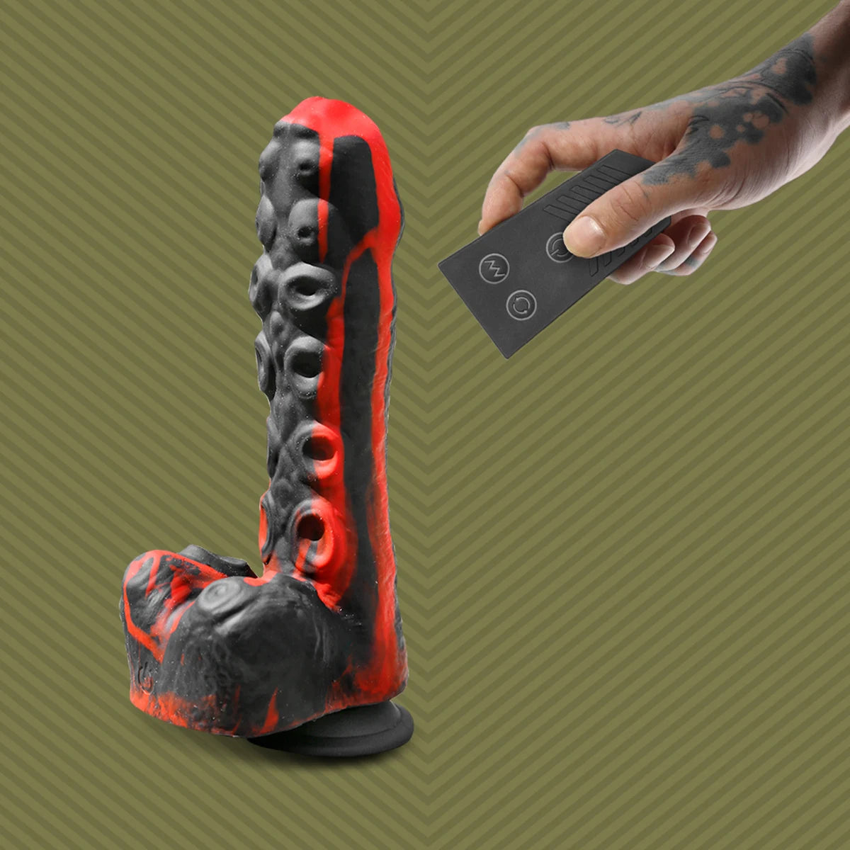 Thumb The Remote: Tendril Thruster Red with wireless remote in hand, Fort Troff