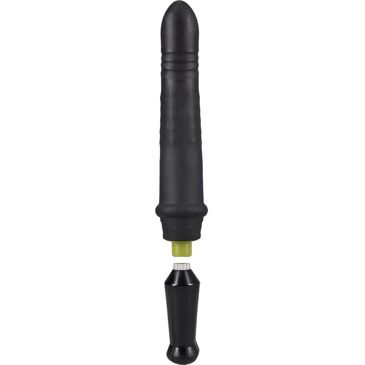 Robo Plunger rotating dong straight-on view with textured grip handle, Fort Troff