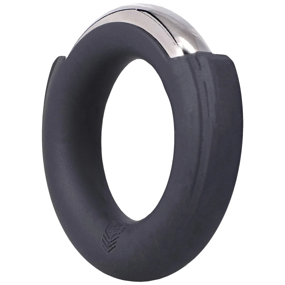 Pinch Zero Ring cock ring side angle with chrome insert in place, Fort Troff