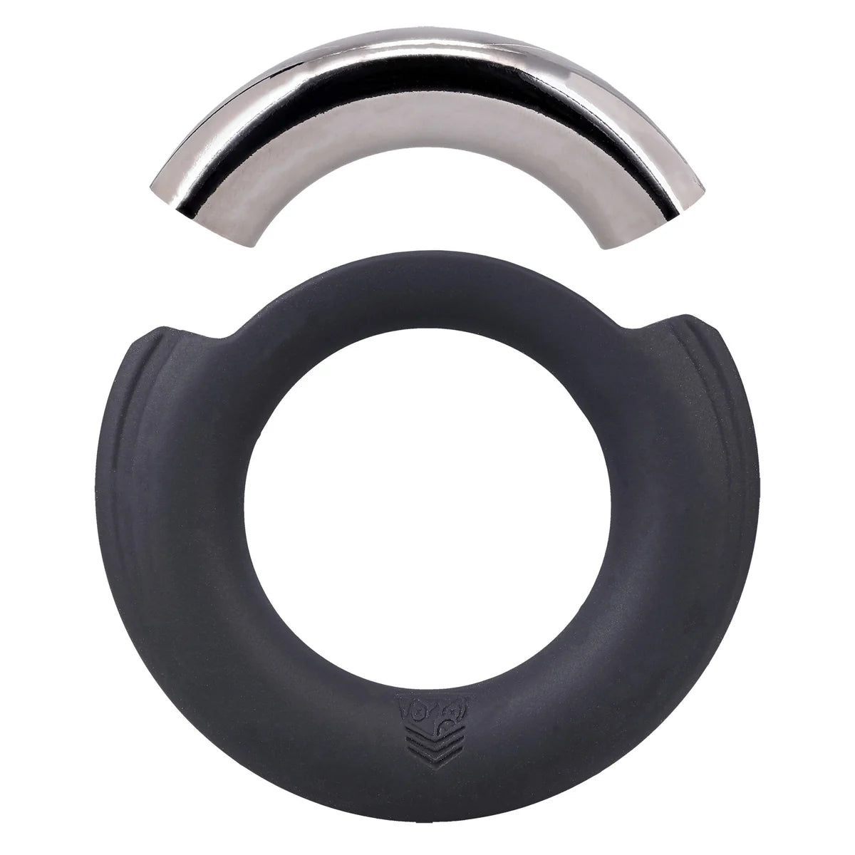 Pinch Zero Ring silicone case and chrome insert shown apart, exploded view, Fort Troff