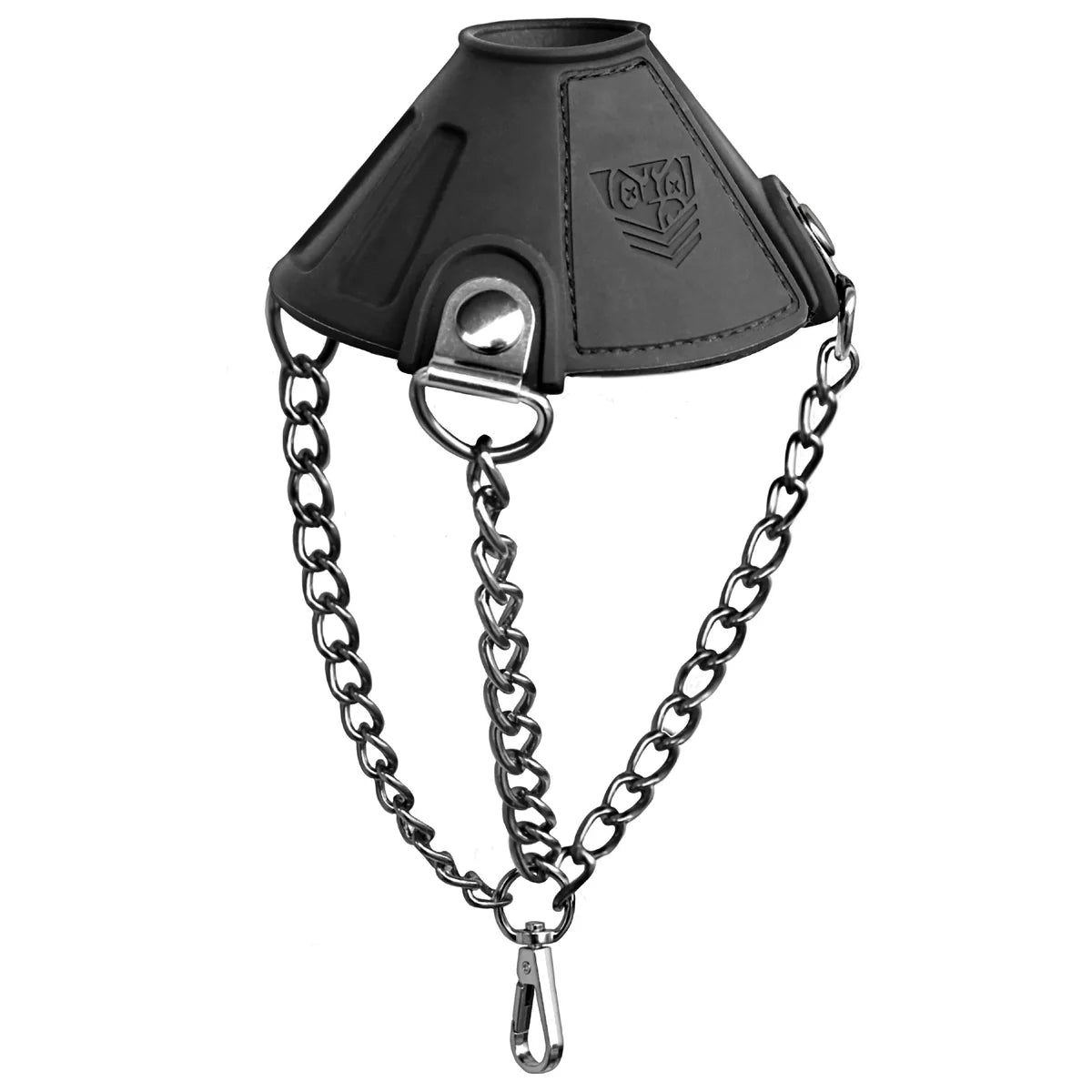 Apex Ball Chute silicone ball parachute with three steel chains and weight clip, front view, Fort Troff