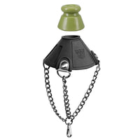 Apex Ball Chute parachute with chains and the optional olive silicone stretcher shown above it, Fort Troff
