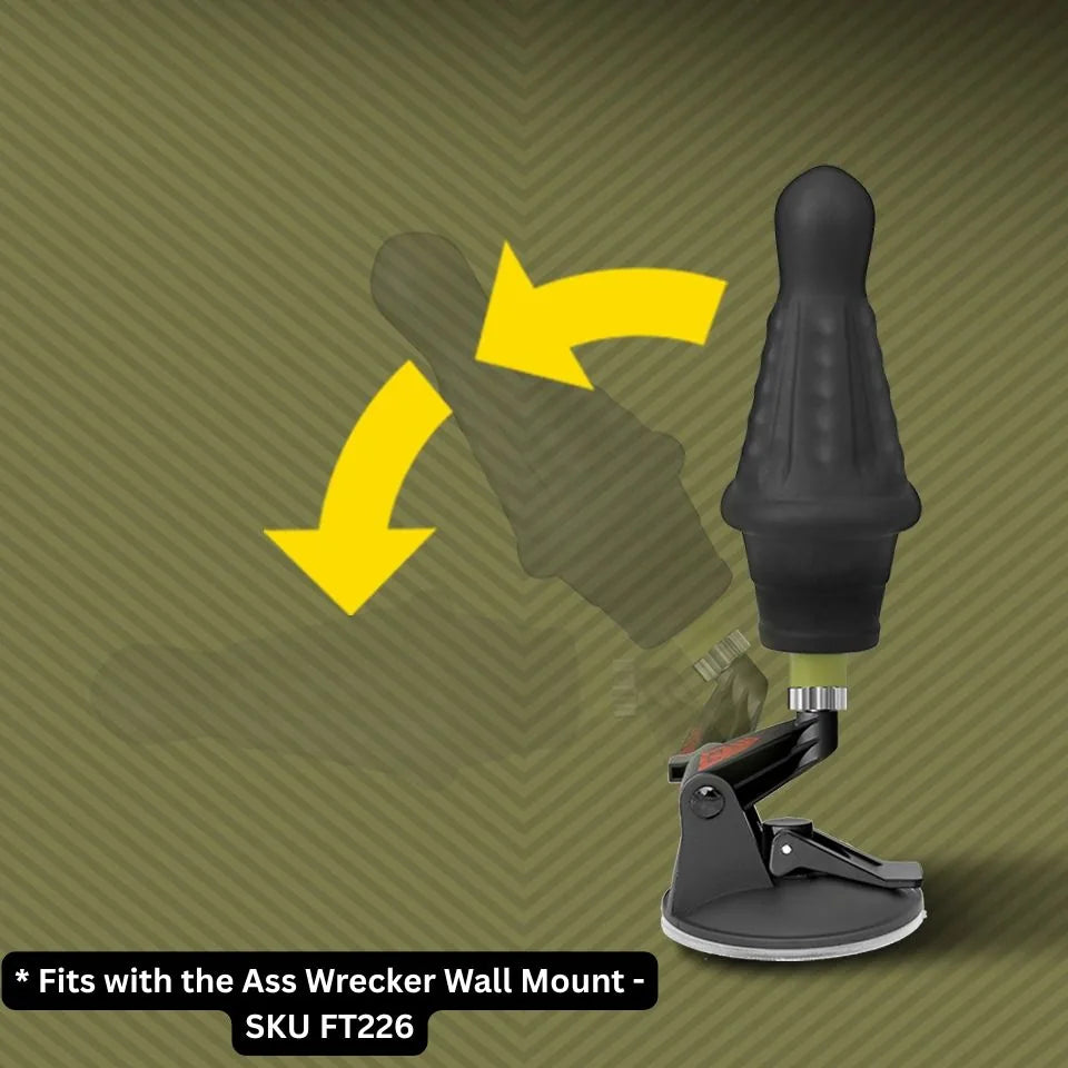 Robo Rammer locked onto the Ass Wrecker Pro Vac-U-Lock wall mount at an adjustable angle, Fort Troff