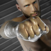 FFister Frost fisting sleeve on a fist pushed toward the camera, Fort Troff