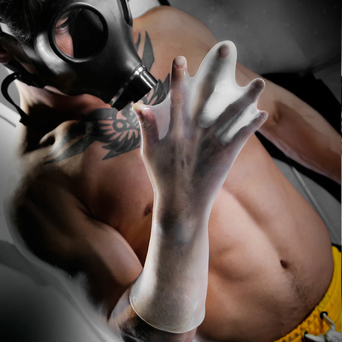 Fingers stretched wide inside the FFister Frost fisting sleeve, Fort Troff