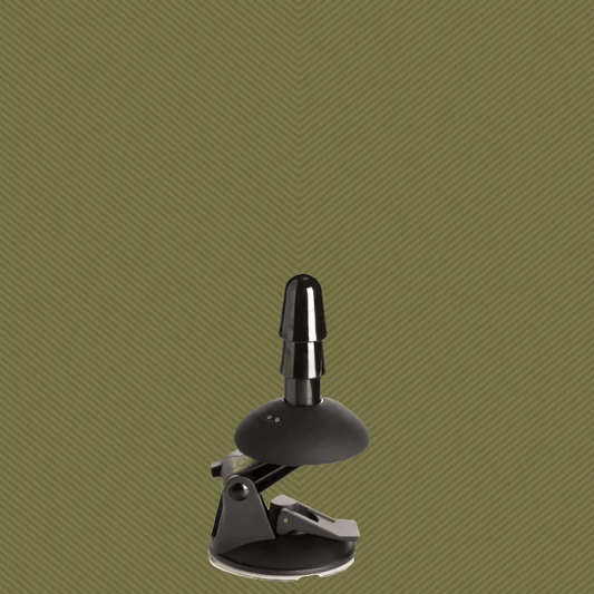 Vac-U-Lock Ass Wrecker Pro vibrating dildo mount on its suction cup base, animated, Fort Troff