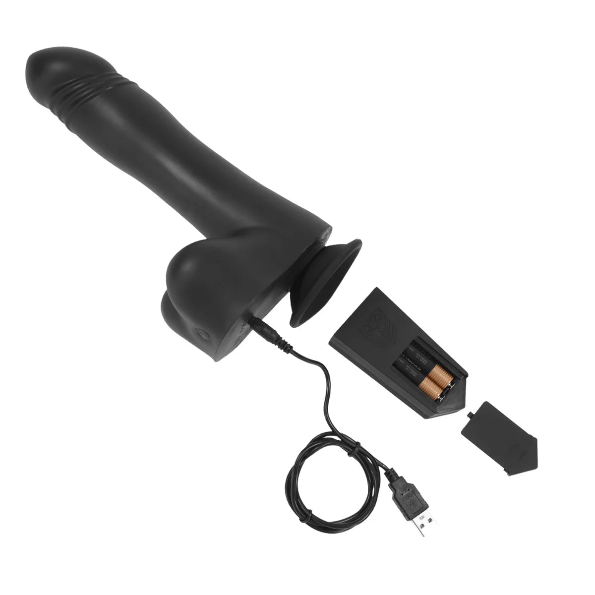 Piston Thruster with wireless remote and USB charging cable laid out, Fort Troff