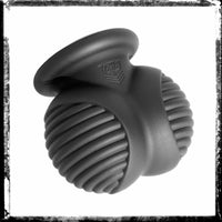 Ball Bunker silicone ball armor front view with ribbed cup and flared stretcher collar, Fort Troff