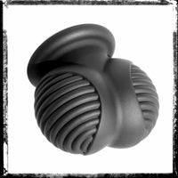 Ball Bunker ball stretcher rear angle showing the ribbed cup and collar, Fort Troff