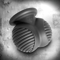 Ball Bunker silicone ball armor hero shot on a riveted steel background with shield logo, Fort Troff