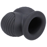 Ball Bunker ball armor rear angle showing the collar opening and ribbed cups, Fort Troff