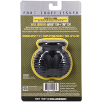 Ball Bunker retail packaging back with cushions impact play and tug-and-tap features, Fort Troff x Doc Johnson