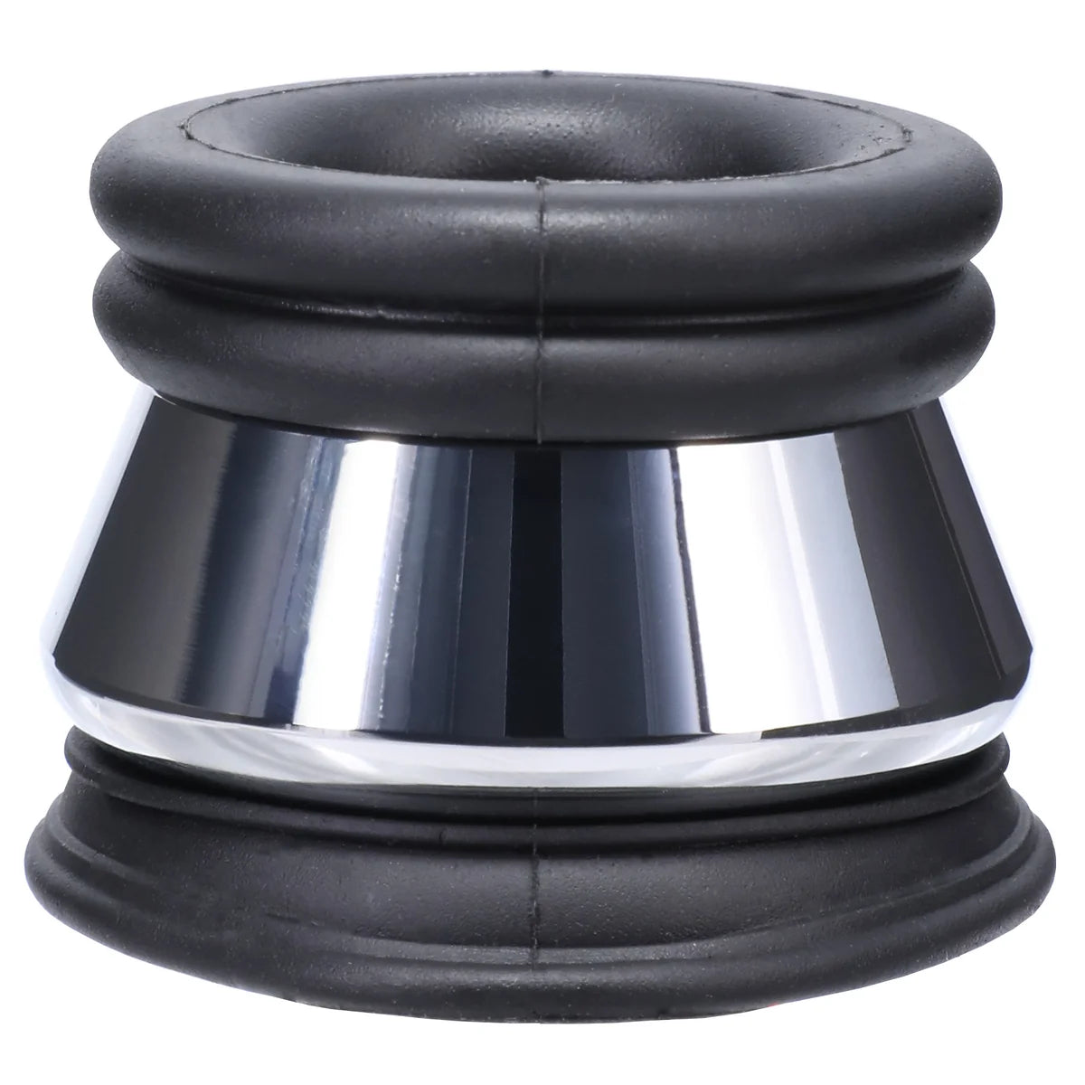 Full Metal Jacket weighted ball stretcher low angle showing the chrome collar and ribbed silicone, Fort Troff