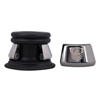 Full Metal Jacket silicone ball stretcher and its magnetic steel jacket shown separately, Fort Troff